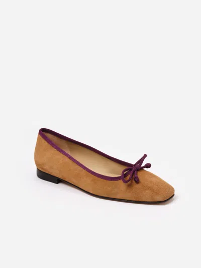J.mclaughlin Women's Viola Suede Ballet Flats Cognac