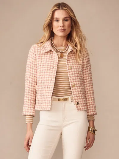 J.mclaughlin Women's Violette Tweed Jacket In Houndstooth White/pink In Multi