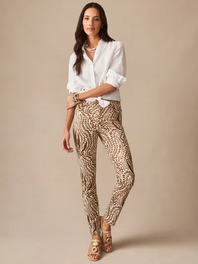 J.mclaughlin Women's Watson Cotton Cashmere Pants In Coral Current Cream/brown In Pattern