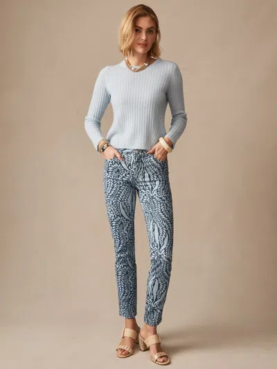 J.mclaughlin Women's Watson Cotton Cashmere Pants In Coral Current Navy/light Blue In Green