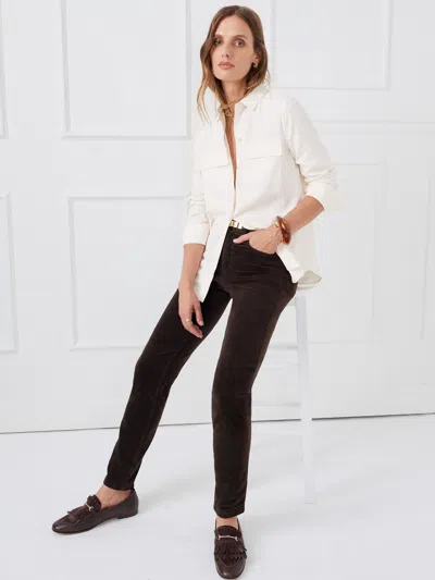J.mclaughlin Women's Watson Velvet Jeans Dark Chocolate In White