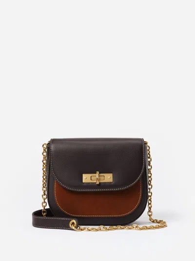 J.mclaughlin Women's Waverly Leather Handbag Dark Brown/saddle | Leather/suede