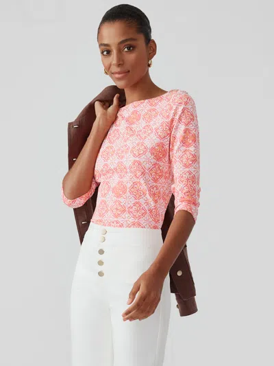 J.mclaughlin Women's Wavesong T-shirt In Garden Mosaic Hot Pink/orange