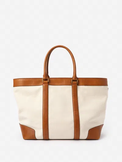J.mclaughlin Women's Wells Canvas Tote Off White/saddle | Leather In Multi