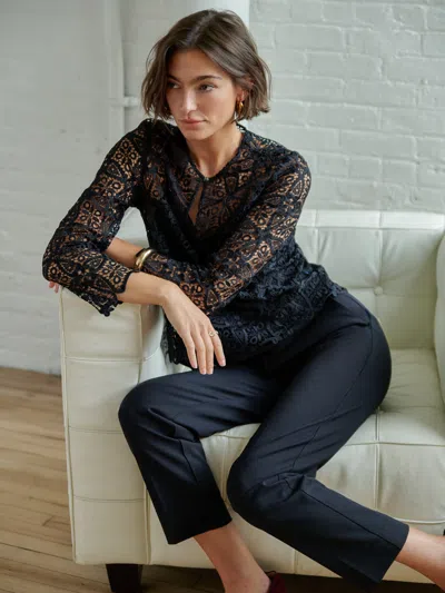 J.mclaughlin Women's Whitmore Lace Blouse Black