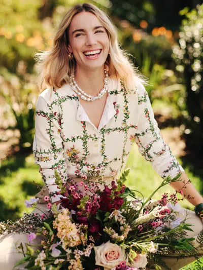 J.mclaughlin Women's Whitney Cardigan In Floral Medley Frame Off White In Neutral