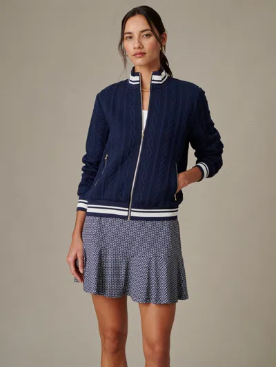 J.mclaughlin Women's Willa Jacket In Cable Jacquard Winter Navy In Blue