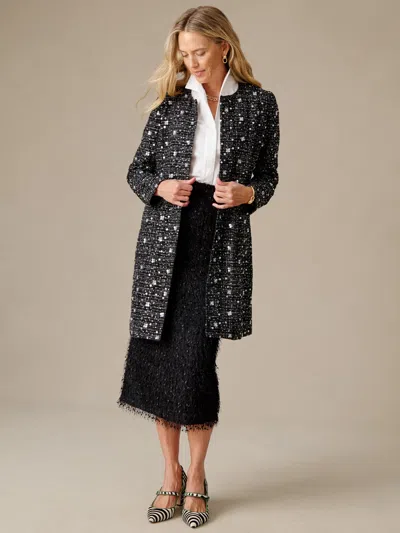 J.mclaughlin Women's Windsor Sequin Boucle Coat Black/silver