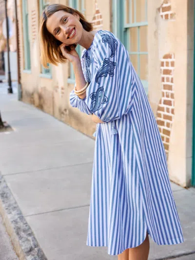 J.mclaughlin Women's Zelena Dress In Stripe:  X Filipa De Abreu White/blue In Multi