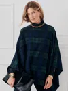 J.mclaughlin Women's Zora Poncho In Black Watch Navy | Cotton In Blue