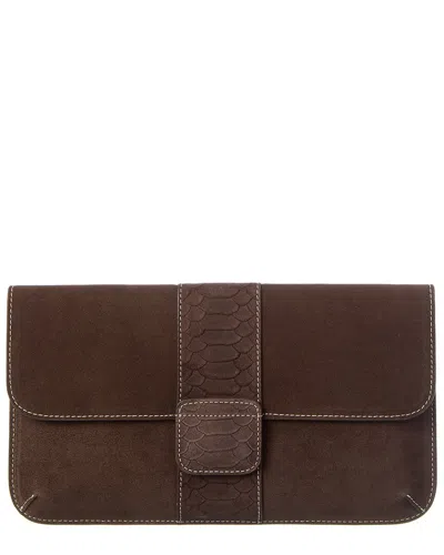 J.mclaughlin Xena Suede Clutch In Brown
