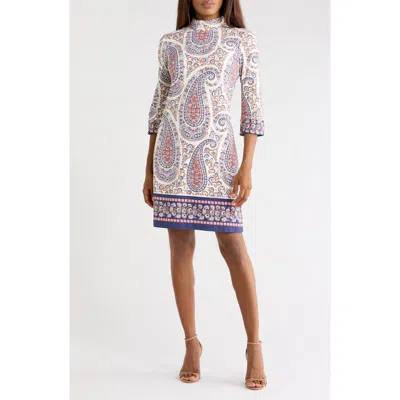 J.mclaughlin Jmclaughlin Zelda Print Long Sleeve Shift Dress In Multi
