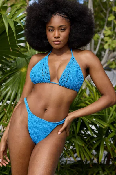 Jmp The Label Cabo Top - Ocean Blue Crochet