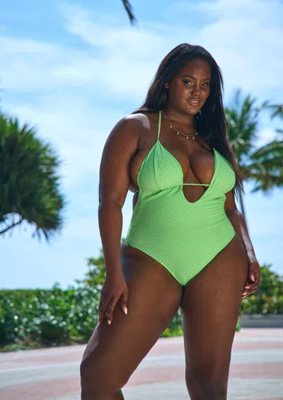Jmp The Label Coronado One Piece - Lime Green Check