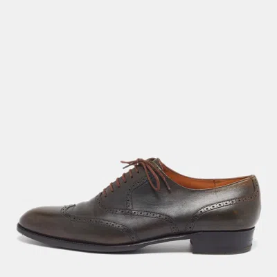 Pre-owned J.m.weston Size 42 Two Tone Leather Lace Up Oxfords In Brown