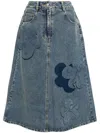 Jnby A-line 3d-floral Skirt In Blue