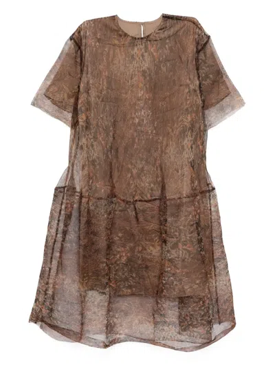 Jnby A-line Short-sleeves Dress In Brown