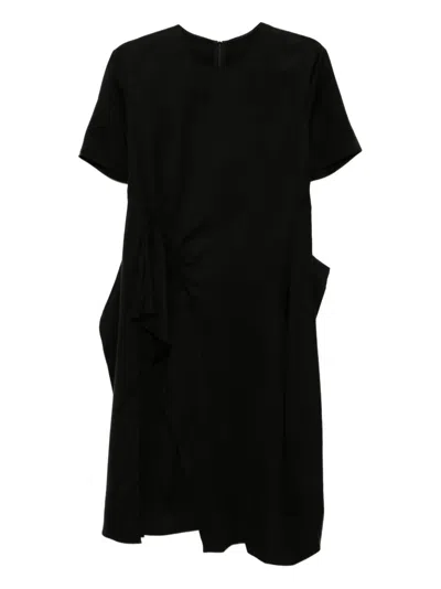 Jnby A-type Asymmetrical Short-sleeved Dress In Black