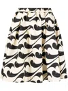 Jnby Abstract-pattern Cotton Midi Skirt In Neutrals