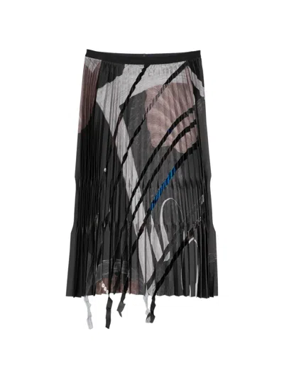 Jnby Abstract-print Pleated Midi Skirt In Multi