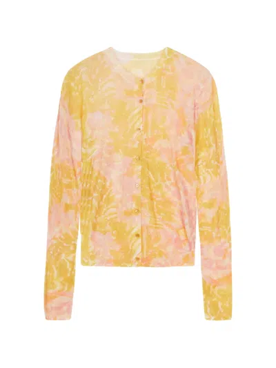 Jnby Abstract-print Wool Cardigan In Black
