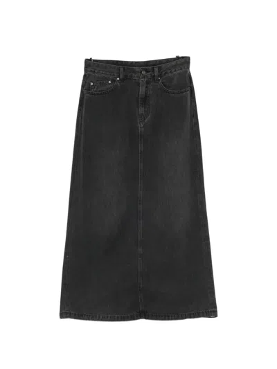 Jnby A라인 데님 맥시 스커트 In Black