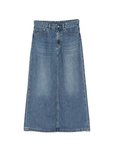 Jnby A라인 데님 미디 스커트 In Blue