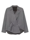 Jnby Asymmetric Cotton Wrap Top In Gray