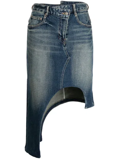 Jnby Asymmetric-design Denim Skirt In Blau