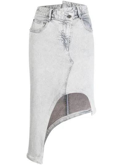 Jnby Asymmetric-design Denim Skirt In Grau