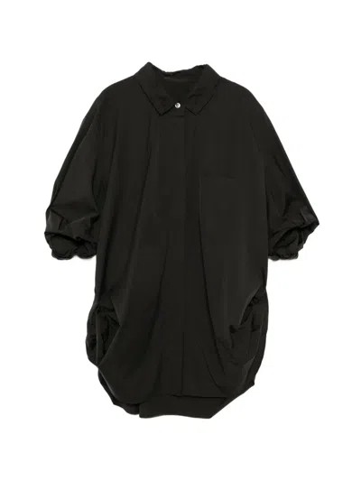 Jnby Asymmetric Gathered Shirt In Black