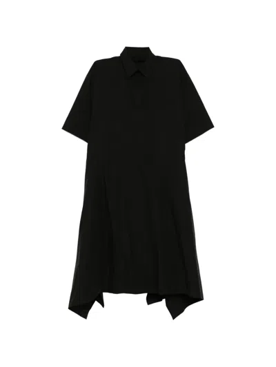 Jnby Asymmetric Hem Short-sleeved Dress In Black