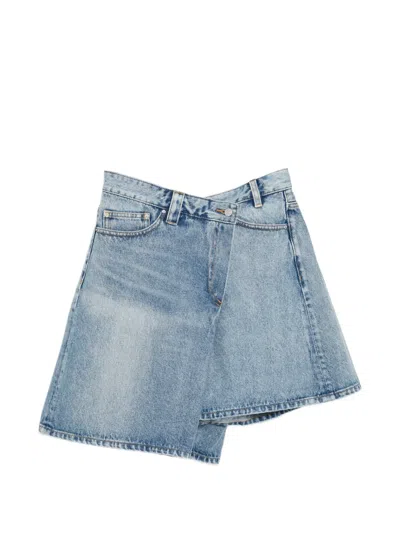 Jnby Asymmetric Layered Shorts In Blue