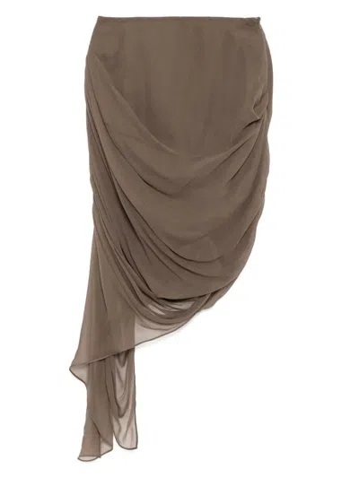 Jnby Asymmetric Skirt In Brown