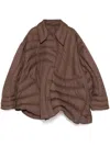 Jnby Asymmetrical Curved Puffer Jacket In Brown