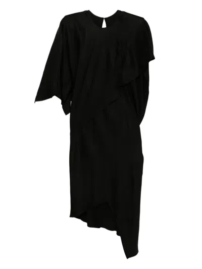 Jnby Asymmetrical Short-sleeved Dress In Black
