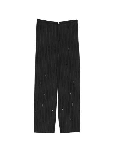 Jnby Beaded Tapered Trousers In Black