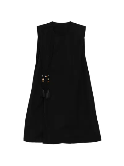 Jnby Bead-embellished Tassel-detail Dress In Black