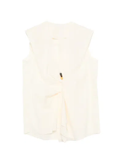 Jnby Bead-embellished Twisted Blouse In Neutral