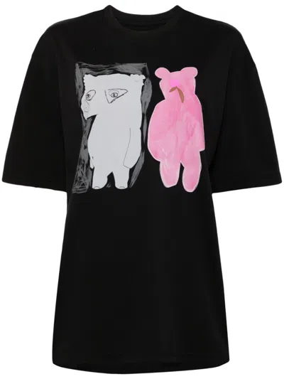 Jnby Bear Printed Short Sleeved T-shirt In Black