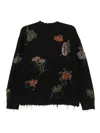 Jnby Botanical Long-sleeved Sweater In Black