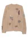 Jnby Botanical Long-sleeved Sweater In Brown