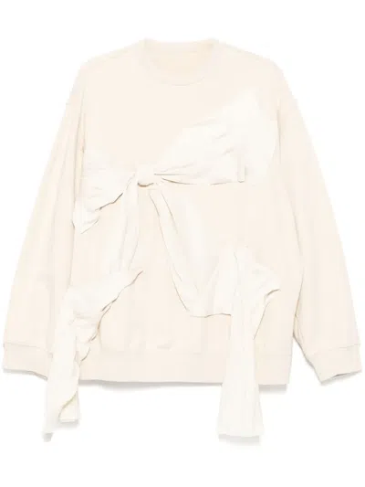 Jnby Bow-detail Cardigan In Neutrals