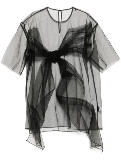 Jnby Bow-embellished Oversize T-shirt In Black