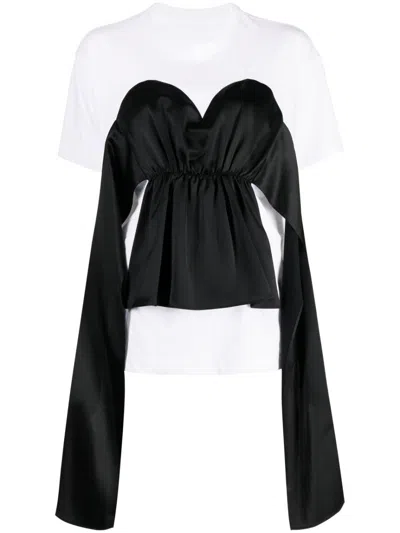 Jnby Bustier-embellished Cotton T-shirt In White