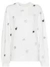 Jnby Sequined Butterfly-embroidered T-shirt In White