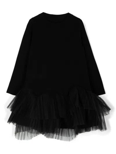 Jnby By Jnby Kids' A-cut Long-sleeved Dress In Black
