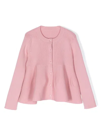 Jnby By Jnby Kids' A-line Ribbed Cardigan In Pink