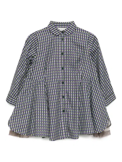 Jnby By Jnby Kids' Checked Cotton Dress In Blue