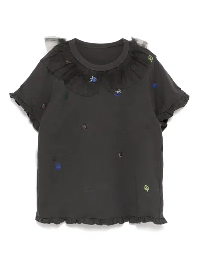 Jnby By Jnby Kids' Embroidered Oversized Dress In Grey